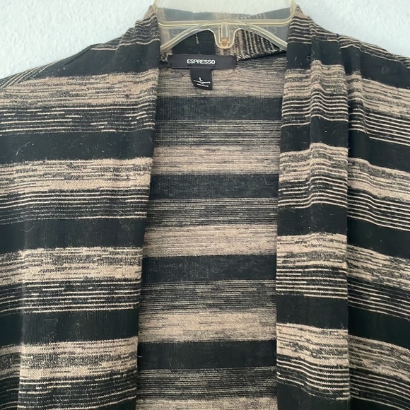 2/$10 Espresso strip long cardigan - Picture 2 of 5